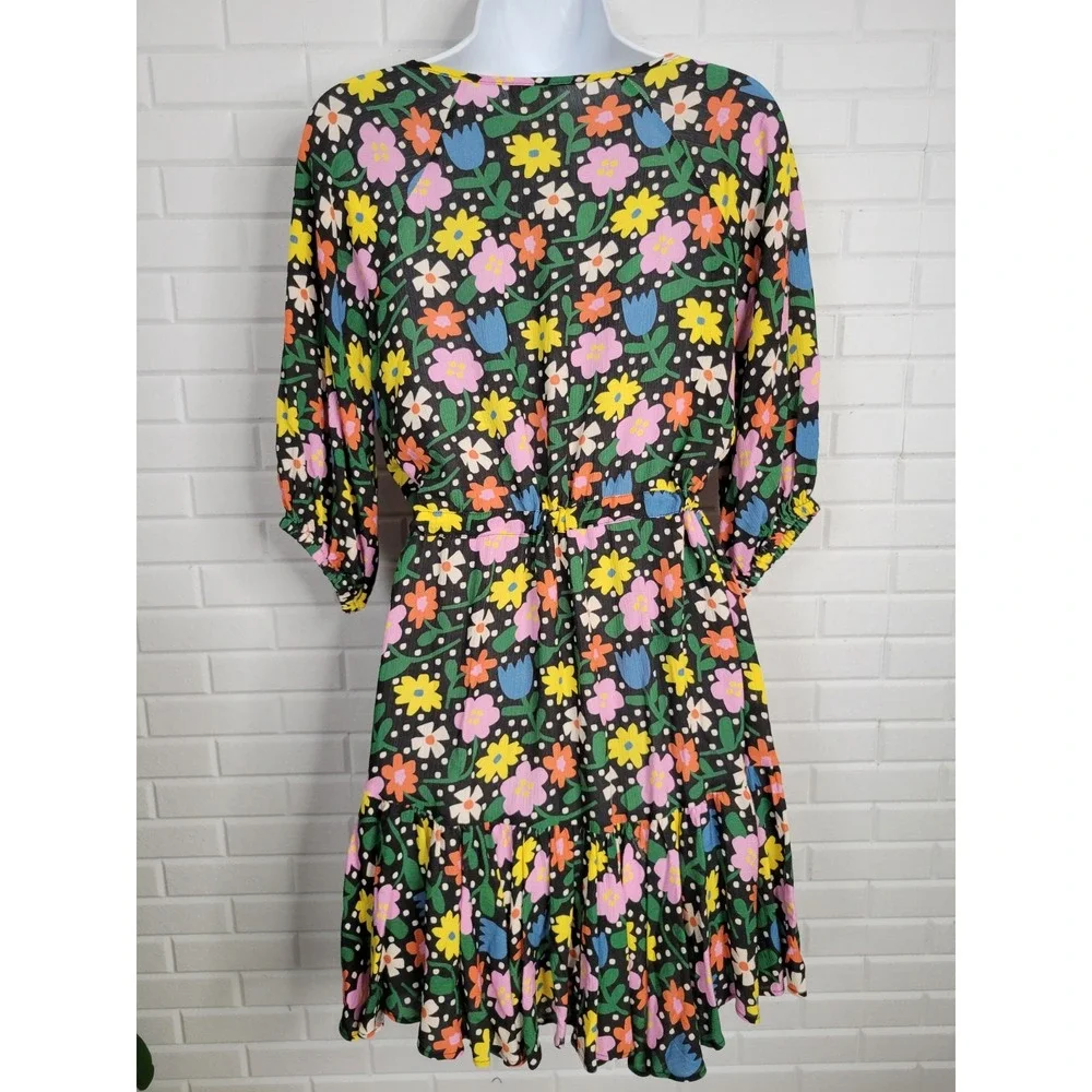FRESHA LONDON Anita Dress‎ size Small black floral mini casual ruffle coquette